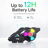 Casque de communication pour moto 5.3, IPX6, 25H d'autonomie en conversation, lumière RGB, commande vocale IA, double téléphone, haut-parleur 40mm, 500mAh