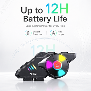 Motorcycle 5.3 Helmet Communication <strong>Headset</strong> IPX6 25H Talk RGB Light AI Voice Dual Phone 40mm Speaker 500mAh - Product Image 2