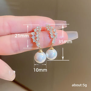 Orecchini a perno con perle stile francese, eleganti e lussuosi, gioielli da sposa per donna, per feste, uso quotidiano, outfit, regalo - Product Image 5