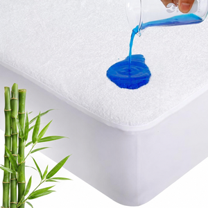 Protège-matelas en tissu éponge de bambou premium 100% imperméable, respirant, hypoallergénique et anti-punaises de lit - Product Image 1