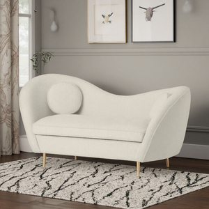 Sans Offre Spéciale <span class=keywords><strong>Causeuse</strong></span> <span class=keywords><strong>2</strong></span> <span class=keywords><strong>places</strong></span> en tissu blanc à pieds dorés Canapé de salon - Product Image 1