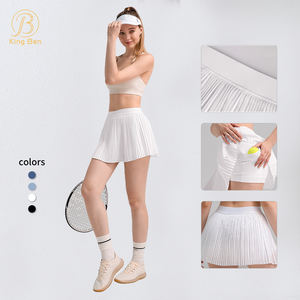 Rok tenis pinggang tinggi keluaran baru grosir celana pendek Yoga Khusus rok Golf olahraga lari Fitness dengan celana pendek 2 dalam 1 bawaan - Product Image 2