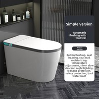 Siège de toilette intelligent en céramique avec bidet automatique, chauffage intégré, cuvette carrée, réservoir d'eau intégré, fixation au sol, siphon en S, capteur de pied