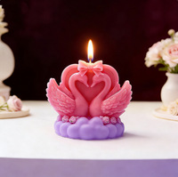 Moule en silicone pour bougie en cire de soja et cire d'abeille, motif cygne couple, pour décoration de gâteau, dessert ovale, grande taille, réutilisable, pour pâtisserie DIY