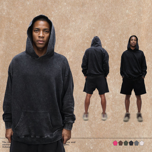 CL350H Vente en gros de haute qualité, broderie vieillie, 100% coton, poids lourd, 350 g/m², respirant, lavage à l'acide, surdimensionné, personnalisé, pour hommes - Product Image 2