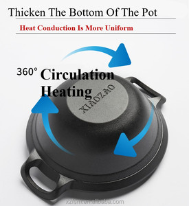 Juegos de <span class=keywords><strong>Wok</strong></span> Chinos de Buena Calidad, Utensilios de Cocina Redondos de Hierro Fundido con Tapa de Madera - Product Image 6