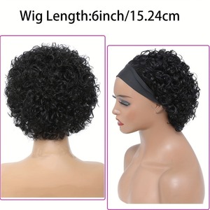 Peluca con Diadema XSY, Cabello Humano, Longitud Media, Sin Pegamento, Sin Encaje Frontal, 150% de Densidad, Color Natural, Cabello Rizado para <span class=keywords><strong>Mujer</strong></span> - Product Image 6
