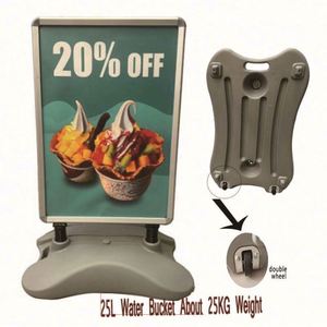 <b>Cheap</b> Modern Aluminum Double-Sided A-<b>Frame</b> Snap Open Portable Washable Advertising Pavement Sign Stand Wheels Square Shape - Product Image 5
