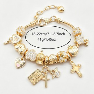 Bracelet Pan Style Luminescent dans le Noir, Bestseller Transfrontalier, Bijou Tendance avec Breloques Cœur, Fleur et Clé en <span class=keywords><strong>Strass</strong></span> - Product Image 4
