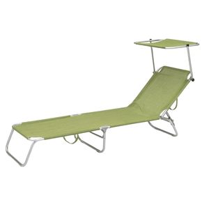 Sdraio Pieghevole con Parasole 180x55x90 Cm, Struttura in Metallo, Sedia Relax da Esterno - Product Image 1