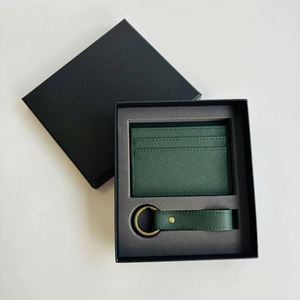 X418 New Stock Custom Logo Pu Saffiano Leather <b>Key</b> Ring and Card <b>Holder</b> for Travel Gift <b>Box</b> Set Slim Unisex Card Wallet - Product Image 3