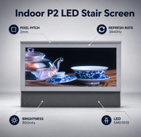 Écran LED d'escalier intérieur P2, affichage LED couleur pleine pour escaliers commerciaux intérieurs