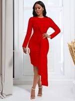 ZHEZHE dernière conception automne élégant robe africaine O cou à manches longues dames robes de bureau femmes formel travail carrière robes 2024