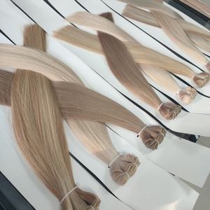 Extensiones de cabello rubio popular de alta calidad, cabello virgen ruso, trama cosida a máquina, 100% cabello humano, extensiones de cabello natural, trama doble. - Product Image 3