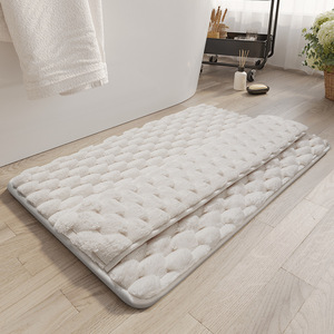Tapis de bain en mousse à mémoire de forme, rectangulaire, couleur unie, absorbant, séchage rapide, fibre de polyester, design minimaliste - Product Image 2