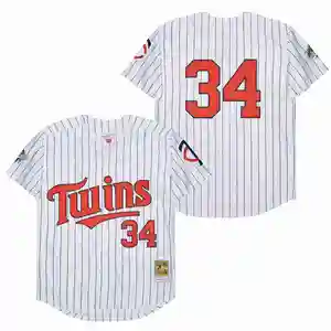 Hommes jumeaux de retour 34 puckett 14 kent hrbek 28 bert blyleven 3 harmon killebrew maillot minnesota maillot de baseball