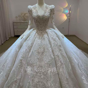 Robe de mariée à manches longues, broderie en dentelle, robes de mariée, Vestido Noiva, grande taille, Lsjj66 - Product Image 3