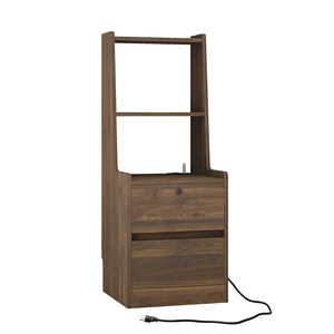 Modern Nightstands Set Of 2 <b>With</b> Bookshelf And Charging Station Bedside <b>Storage</b> <b>Drawer</b> Unit - Product Image 6