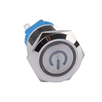 Haute qualité 16 mm lumière étanche réinitialisation serrure métal illuminé marche-arrêt laiton bouton poussoir avec symbole de puissance pour voiture