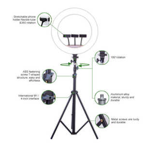 Lampe vidéo LED portable 18 pouces 3200K-6500K, <span class=keywords><strong>mini</strong></span> anneau lumineux RGB 360° pour selfie, avec télécommande pour téléphone, idéale pour le maquillage et l'éclairage photographique - Product Image 3