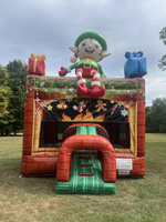 Château gonflable de Noël en PVC de 0,55 mm, thème cheminée, pour enfants, avec toboggan, idéal pour la location lors de fêtes de Noël