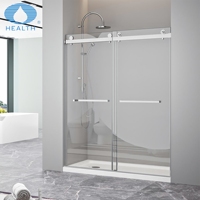 Porte de douche coulissante sans cadre sur mesure, verre trempé 10 mm, acier inoxydable 304, fabrication OEM directe usine pour projets