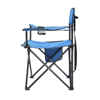 Chaise pliante de camping pour parc de loisirs en plein air avec porte-gobelet, sangle d'épaule et accoudoirs, mobilier d'extérieur carré en acier au carbone et tissu Oxford