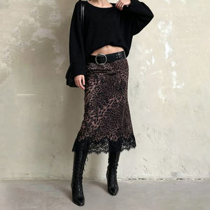 Women Sexy Lace Patchwork Leopard Print Midi <b>Skirt</b> Low Rise <b>Mermaid</b> Bodycon <b>Skirt</b> Clubwear Sexy Leopa - Product Image 5