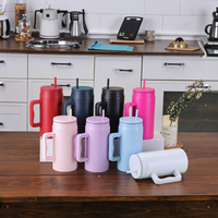 Gobelet isotherme sous vide en acier inoxydable 304, grande capacité, avec poignée, pour voiture, thermos portable