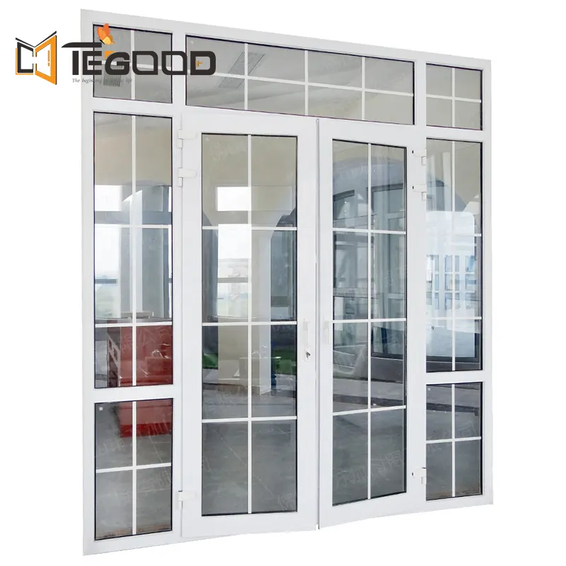 Tegood – porte à battants en aluminium cassé thermique français pour maison, design de grille d'usine