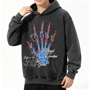 Pull à capuche pour homme, coupe régulière, manches courtes, imprimé DTG, style streetwear américain, couleur unie, hip-hop, automne - Product Image 1