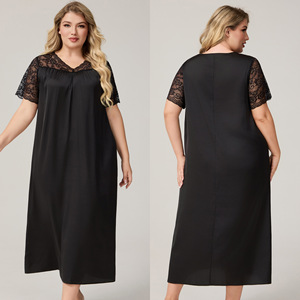 Nuevo Camisón de Verano para Mujer, Talla Grande, Hasta la Rodilla, Sin Mangas, Holgado, de Seda Helada, Satén, Ropa de Dormir, Ropa de Estar en Casa - Product Image 5
