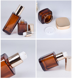 Chic Amber Glass vuoto quadrato imballaggio personalizzato all'ingrosso lozione pompa spruzzatore bottiglia 30ml 50ml 100ml 120ml per <span class=keywords><strong>essenza</strong></span> di siero di lusso - Product Image 2