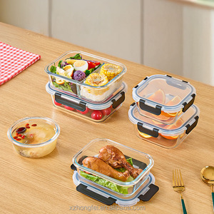 Heated Microwave Dishwasher Safe Airtight Glass Meal Prep Containers with Plastic Snap-Lock Lid for <strong>Kitchen</strong> Food <strong>Storage</strong> - Product Image 1