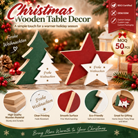 Décoration de Noël Pafu pour cheminée et table, 2 styles, motif étoile, Joyeux Noël, en bois rustique