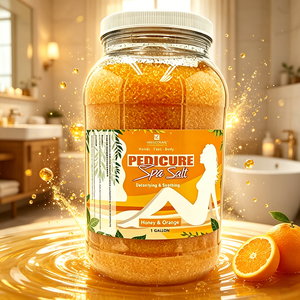 Sel de pédicure exfoliant en vrac de qualité professionnelle, 1 gallon, infusé au sel marin et à l'extrait d'amande douce, parfum longue durée, pour soins des pieds et spa - Product Image 2