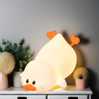 Lampe de table en silicone souple et mignonne pour le salon, veilleuse de canard, bouton de couleur blanc chaud 5V et commande tactile