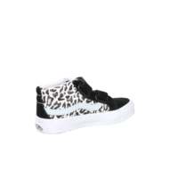Chaussures de skate montantes pour filles, tige en toile respirante, semelle intermédiaire en EVA, semelle extérieure en caoutchouc, noir, blanc, imprimé léopard, fermeture auto-agrippante
