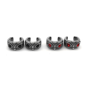 Pendientes de aro con forma de búho yunnique, de acero inoxidable, con piedras preciosas rojas, para hombres y mujeres, estilo gótico retro, a la moda - Product Image 2