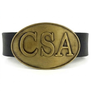 Cinturón de Cuero Negro Premium para Hombre, Estilo Heritage con Emblema CS, Hebilla Ovalada de Latón Envejecido, Diseño Auténtico de Inspiración Vintage - Product Image 1
