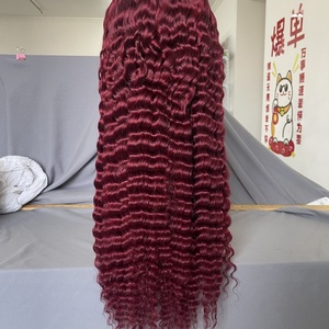 Pelucas Transparentes de Ondas Profundas Brasileñas Color Borgoña de Gran Venta con Cierre 5x5 y Unidades de Encaje Pre-arrancadas para Mujeres Negras - Product Image 3