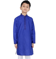 Setelan Kurta Rayon Dewasa Anti Kusut Cepat Kering Sebatas Lutut untuk Anak Laki-Laki, Pakaian Tradisional Etnis India untuk Acara Budaya
