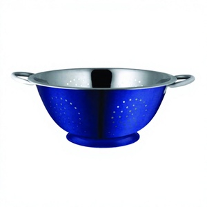 Passoire couleur bleue passoire profonde panier de passoire alimentaire famille d'acier inoxydable outils couramment utilisés nouilles de fruits et légumes - Product Image 1