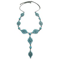Collier long style Navajo fait main en turquoise, motif Squash Blossom, collier statement western de 24,53 pouces, vente en gros
