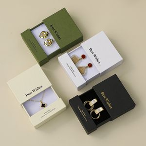 Custom Square Jewelry Storage Drawer <b>Box</b> Eco-friendly Cardboard <b>Necklace</b> Ring Earrings Pendant Studs Valentine's Day Jewelry <b>Box</b> - Product Image 1
