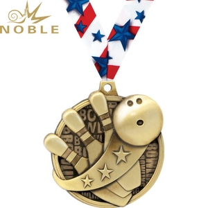 Medalla de bolos noble con premio de torneo deportivo con cinta impresa de bolos - Product Image 4