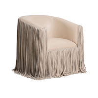 Fauteuil individuel moderne de luxe en similicuir avec pompons, chaise pivotante d'appoint en bois de designer pour salon et bureau à domicile