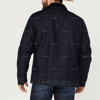 Veste en jean personnalisée pour homme, devant à boutons, patte de boutonnage réglable, lavage foncé, doublure en sherpa, col en velours côtelé, veste en denim