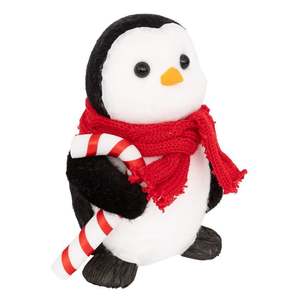 Pingüino con bufanda y bastón de caramelo 13x10cm H. 19.5cm - Product Image 1