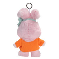 Porte-clés en peluche lapin rose mignon avec bandeau à nœud et mini-poupée lapin en peluche à capuche orange, pendentif de sac, cadeau personnalisé